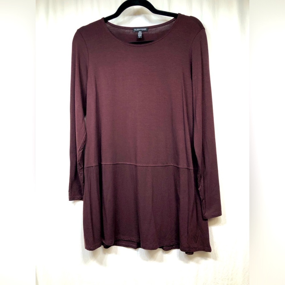 Eileen Fisher Purple Tunic Long Top Shirt Blouse Womens Size Small